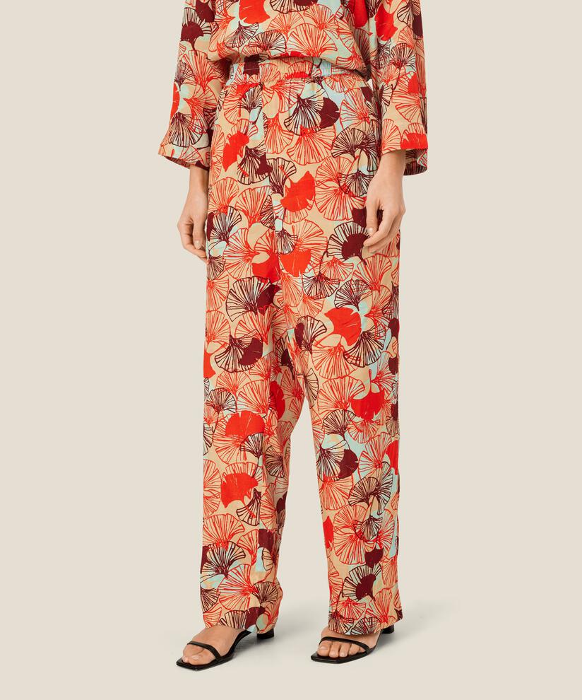 pantalon en viscose à motif avec taille élastiquée, Poinciana