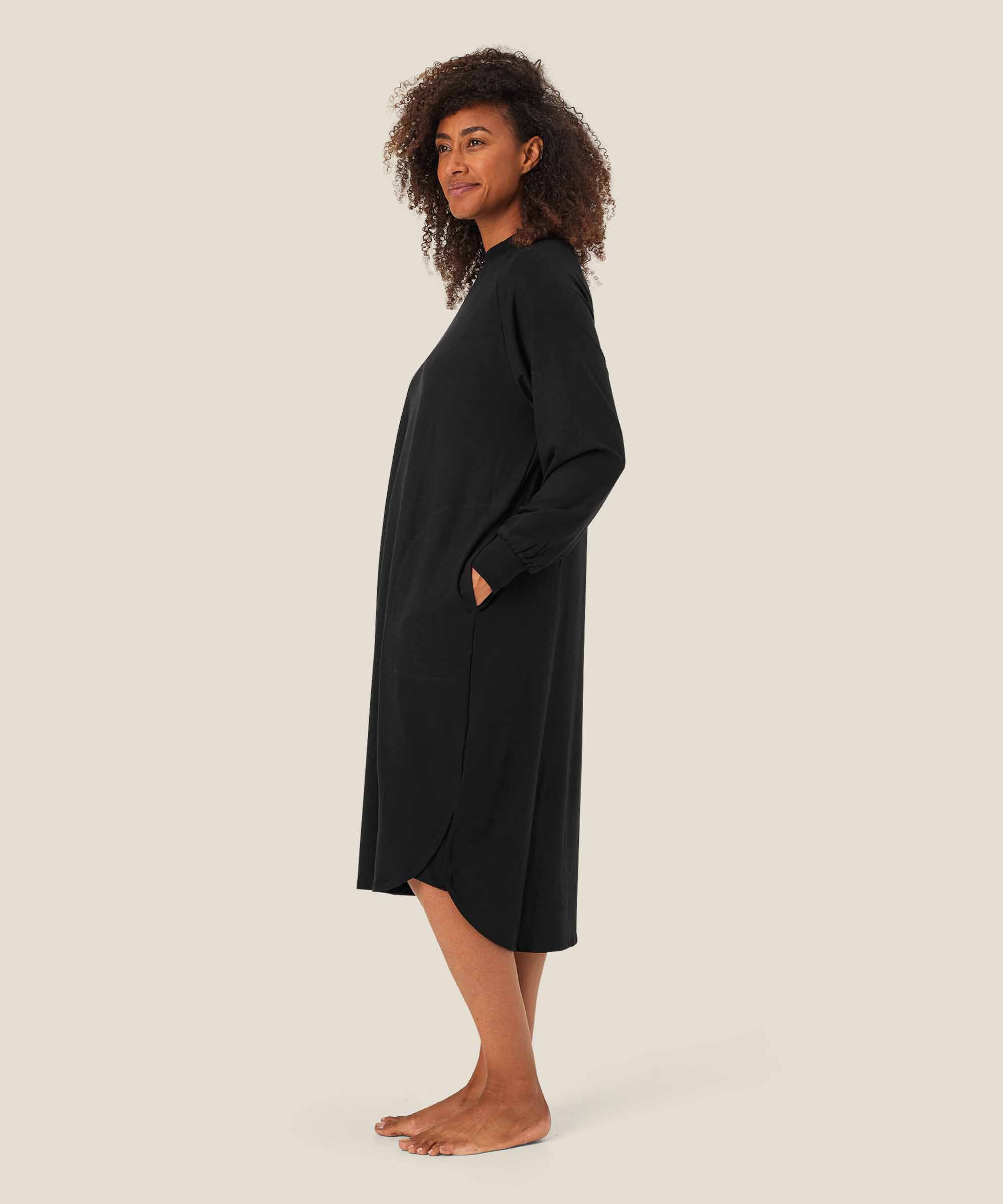 robe casual en jersey à col rond, Black