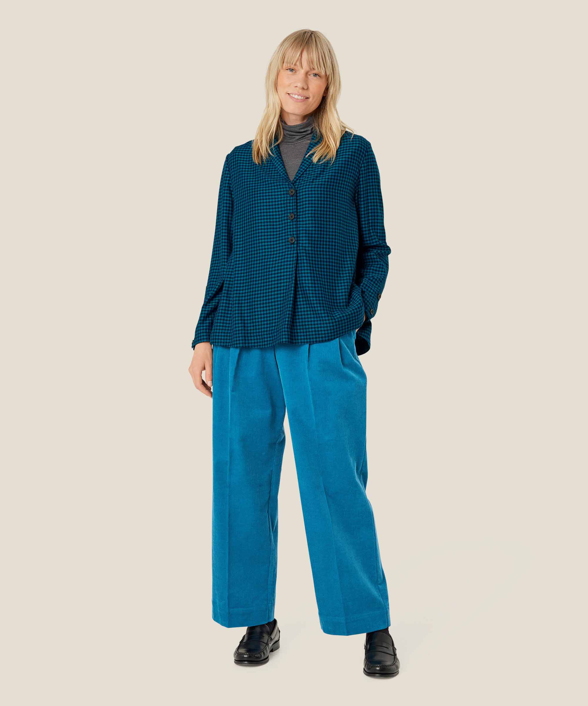 Blouse en viscose à carreaux avec bouton, Celestial