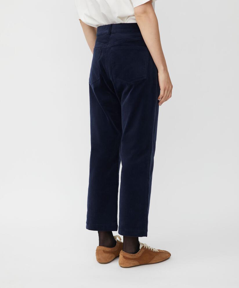 pantalon court en velours côtelé avec ceinture fixe, Navy Blazer