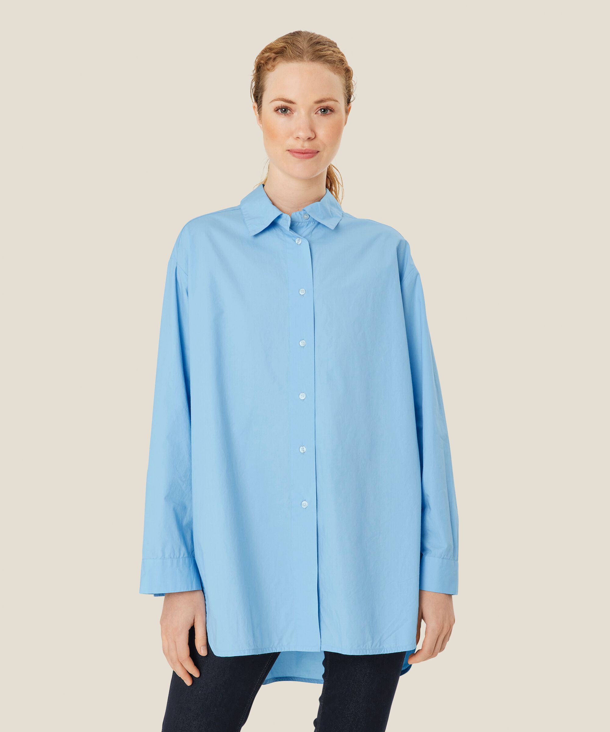 Chemise Classique En Coton À Bords Arrondis, Powder Blue