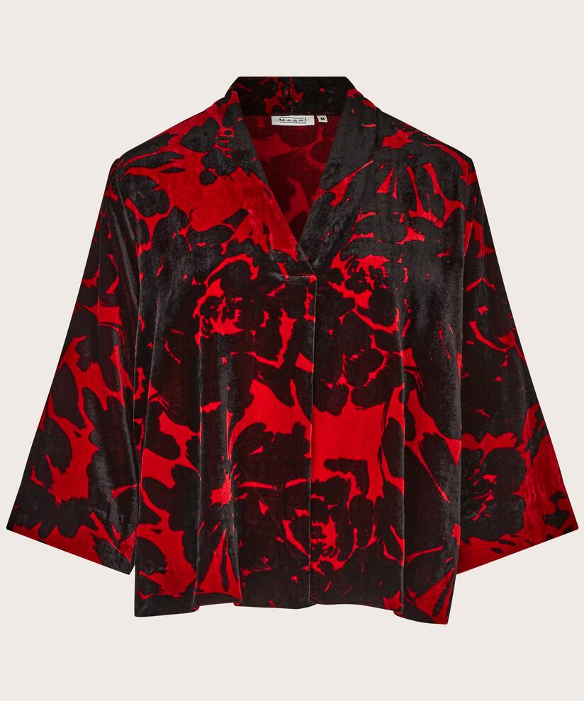 blouse en velours avec col en V, Scarlet Sage