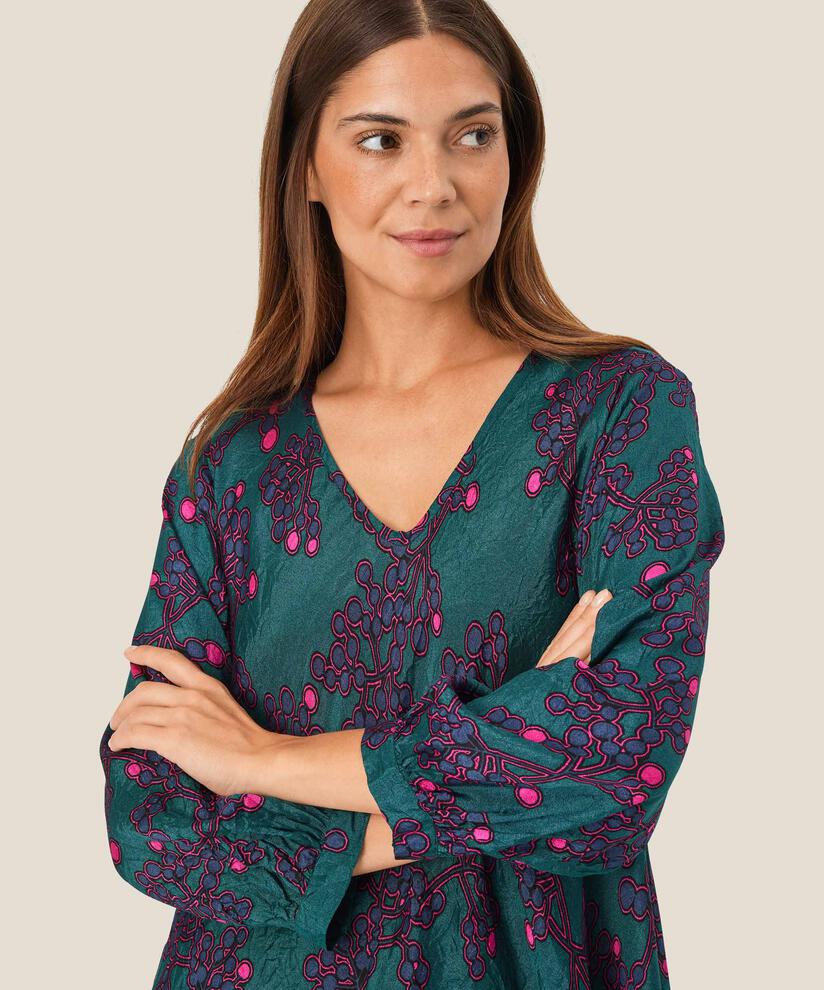 Blouse En Viscose Imprimée À Col V, Reflect Pond