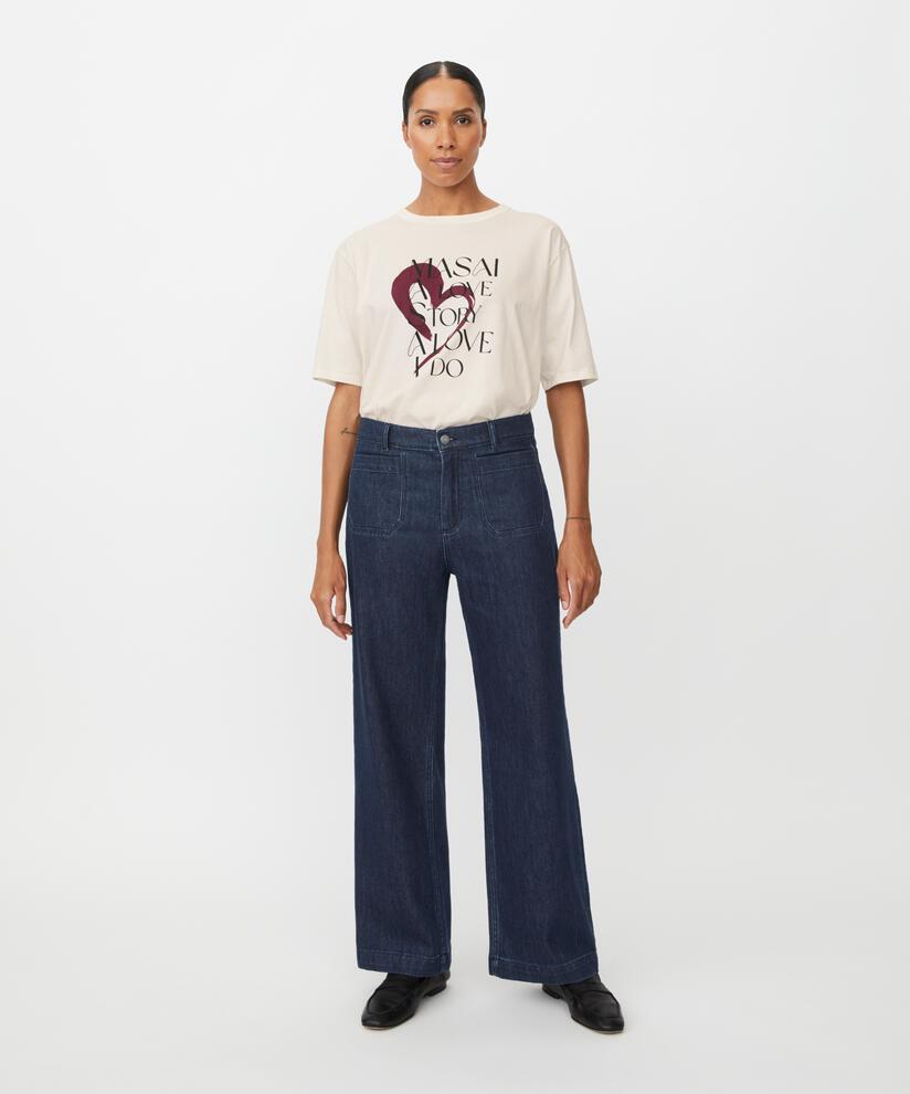 pantalon en denim souple avec paillettes, Dark Denim