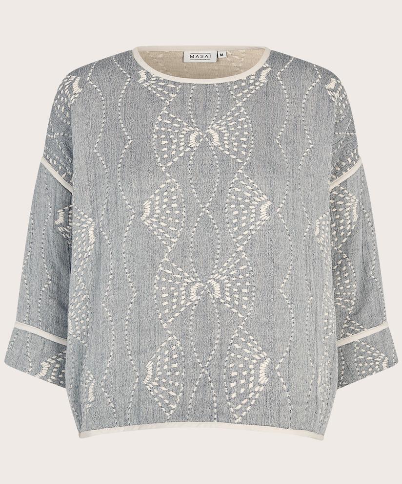 haut en coton avec motif brodé, Sargasso mel.