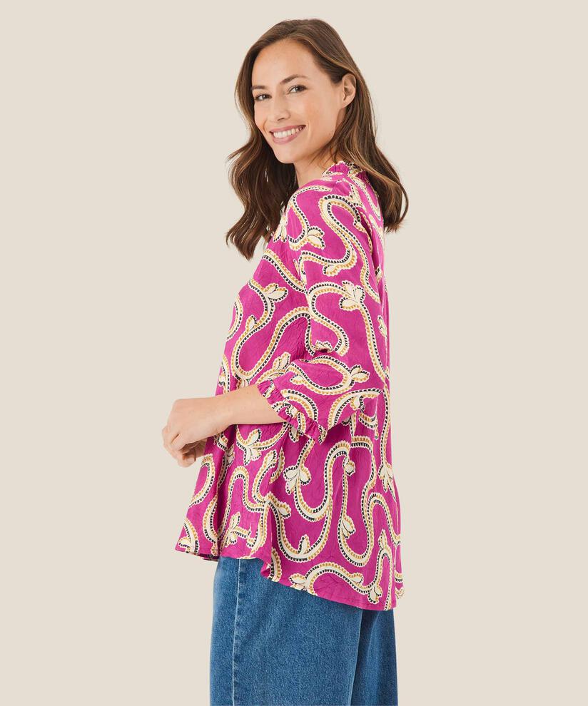 Blouse en viscose avec détails à volants, Wild Aster