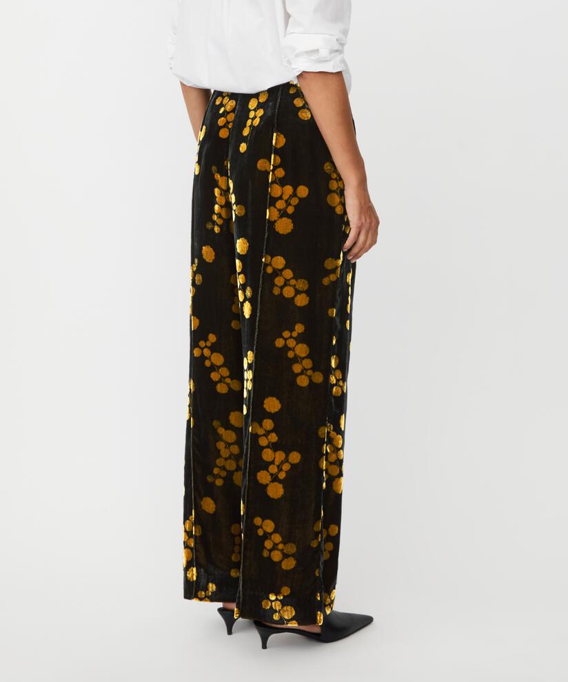 pantalon en velours imprimé avec taille élastique, Rubber