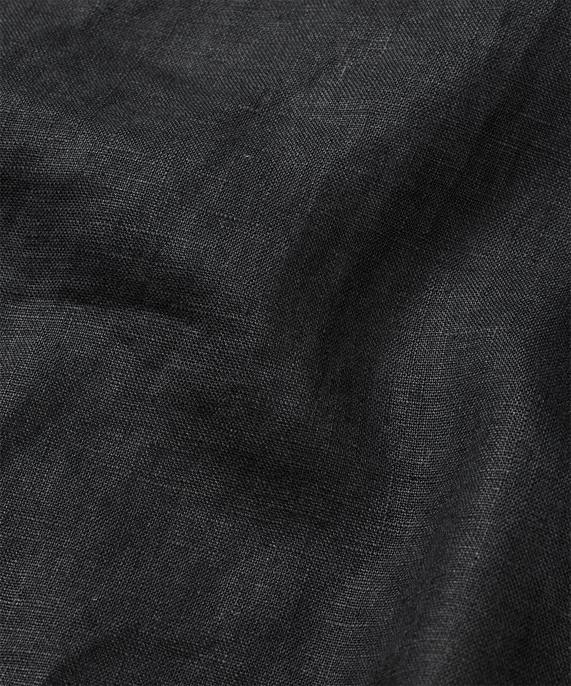 chemise en lin à manches courtes et col en V, Black