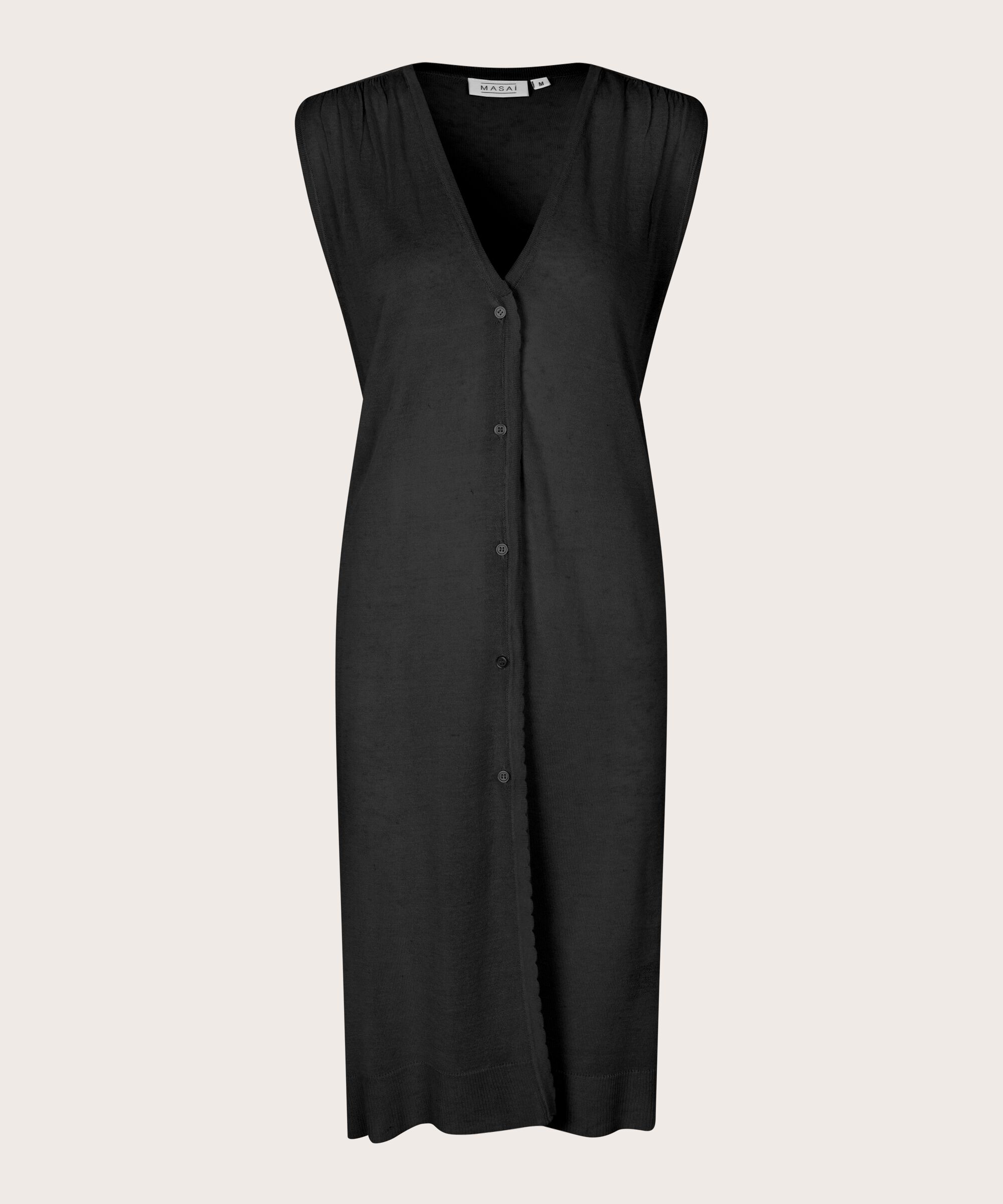 cardigan long tricoté en mélange de lin, Black