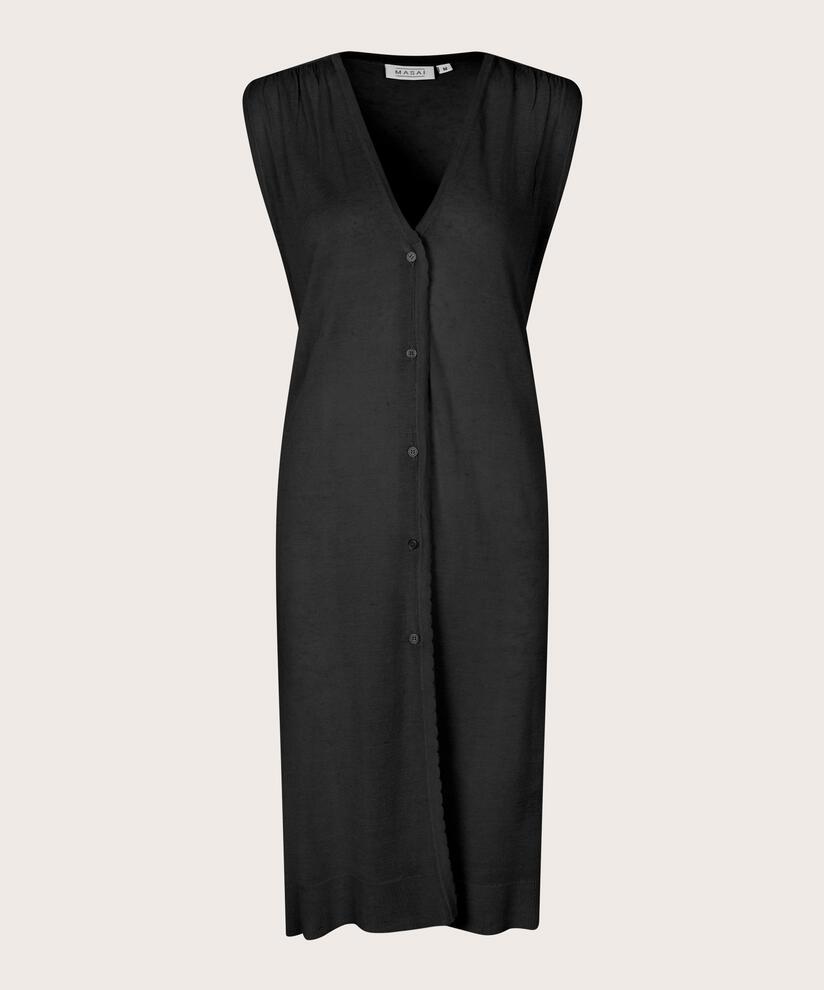 cardigan long tricoté en mélange de lin, Black