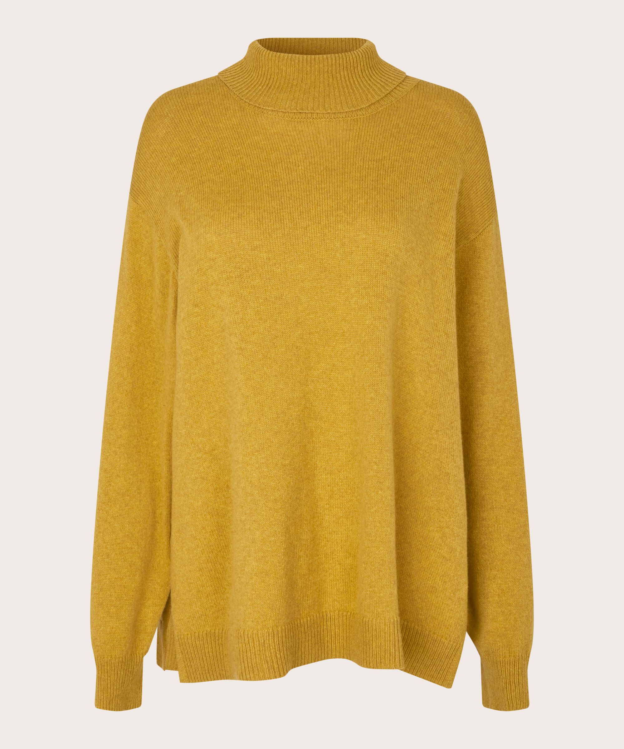 pull à col roulé avec fente latérale, Golden Green