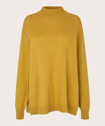 pull à col roulé avec fente latérale, Golden Green