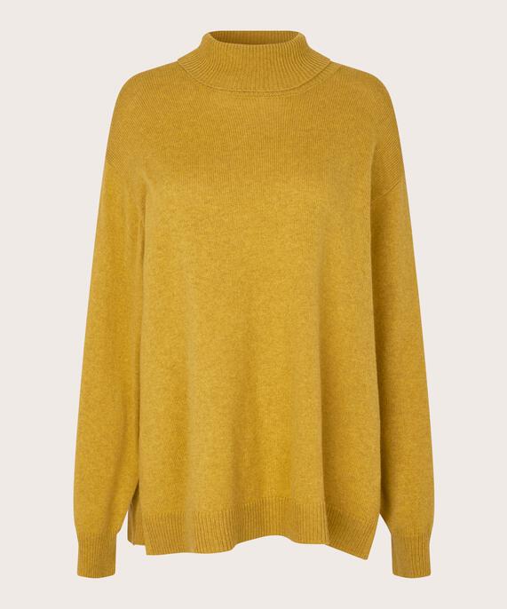 pull à col roulé avec fente latérale, Golden Green