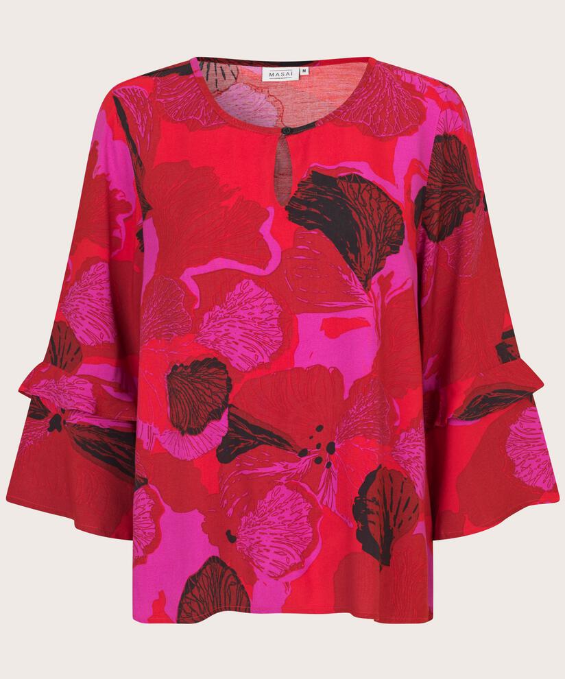 Blouse En Viscose Avec Détail Boutonné, Haute Red