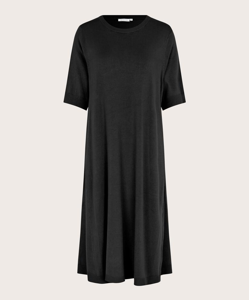 robe en maille douce à col rond, Black