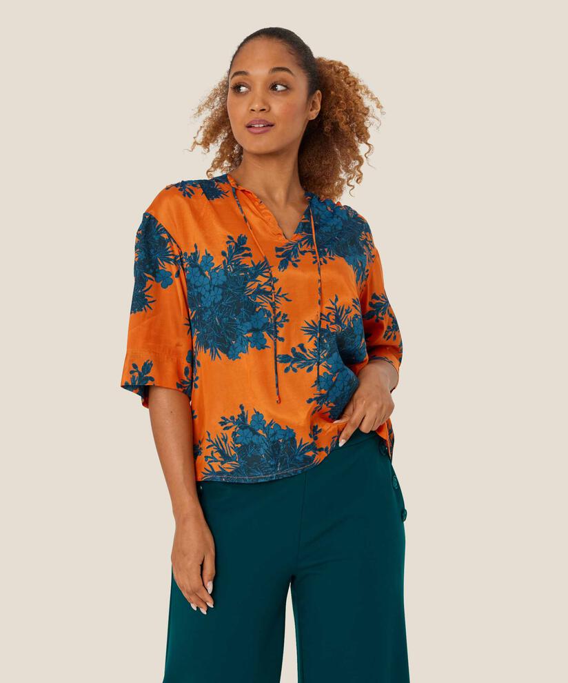 top en viscose avec liens au cou, Russ Orange