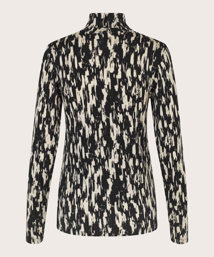 blouse à col roulé en jersey doux, Black