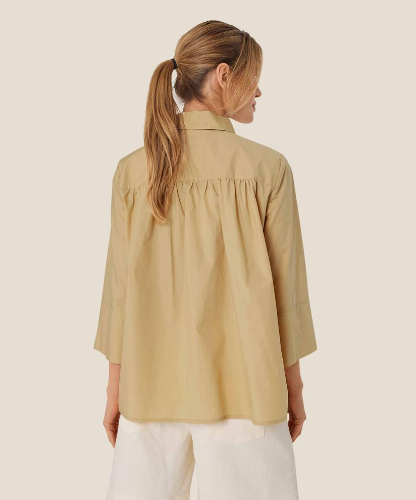 top en coton avec col et patte de boutonnage, Pale Khaki