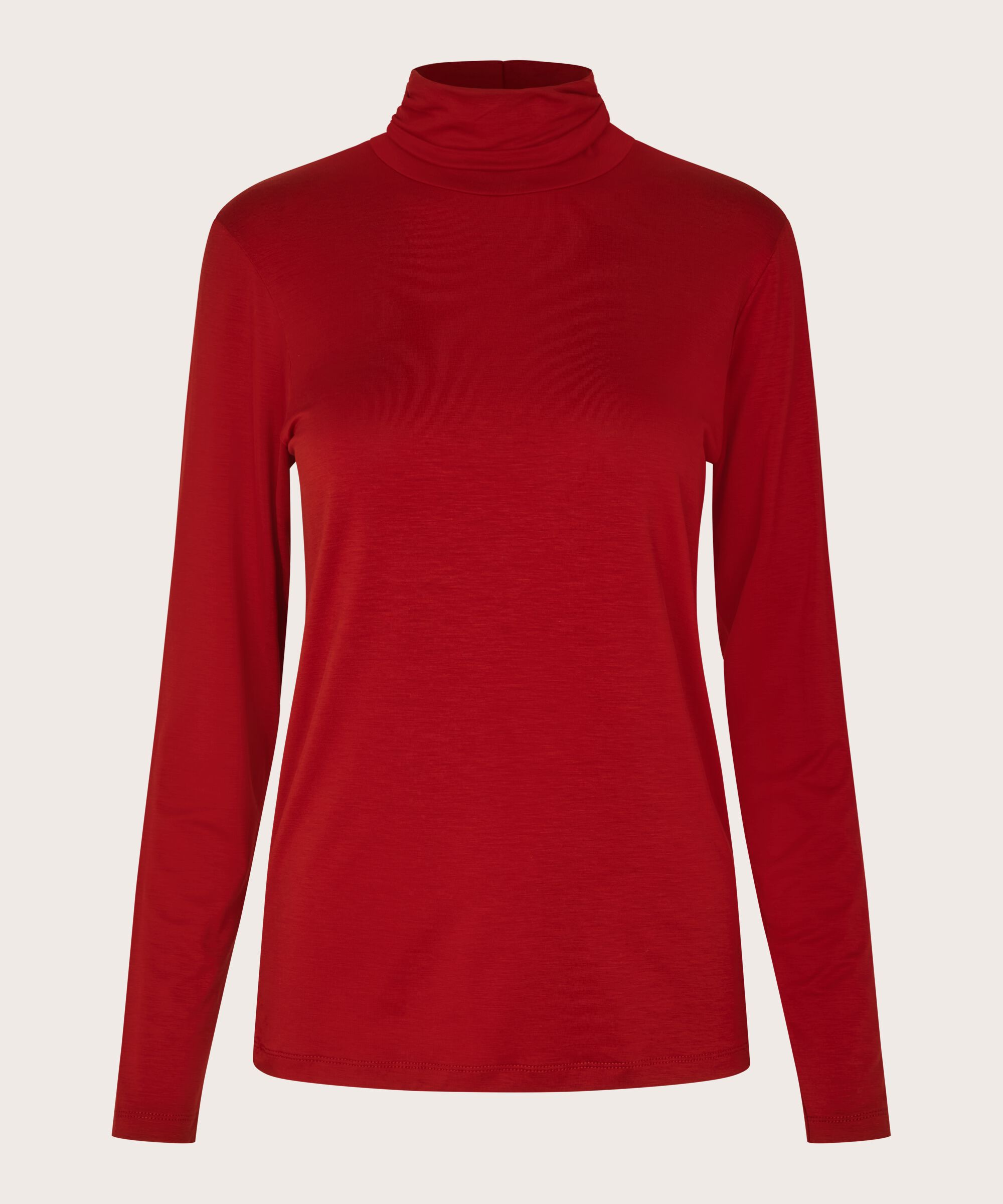 Blouse À Col Roulé En Jersey Doux, Red Dahlia