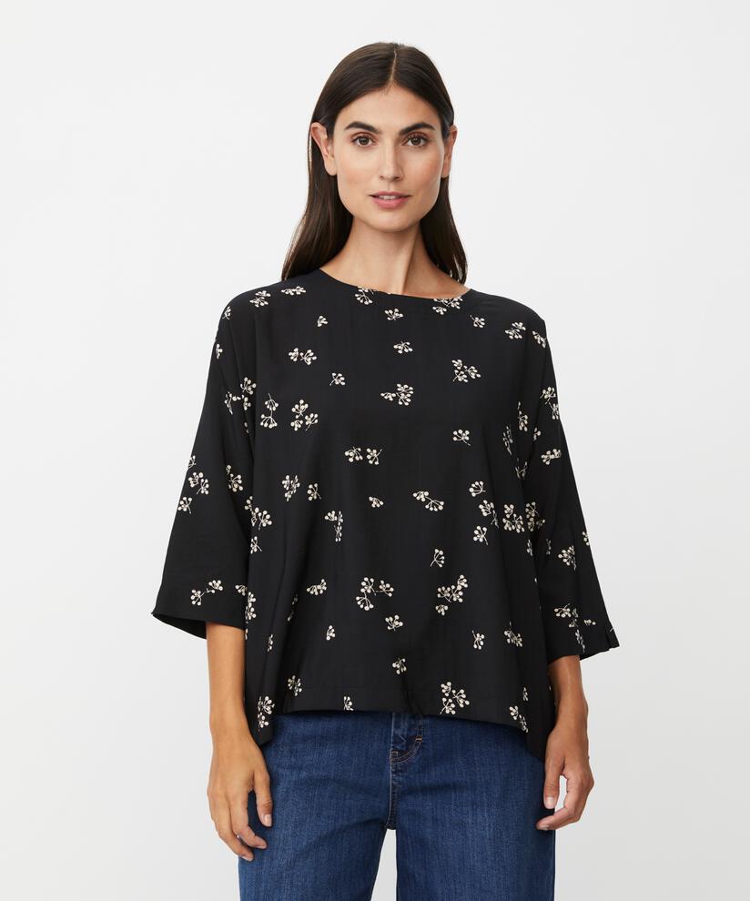 blouse en viscose imprimé à manches 3/4, Black