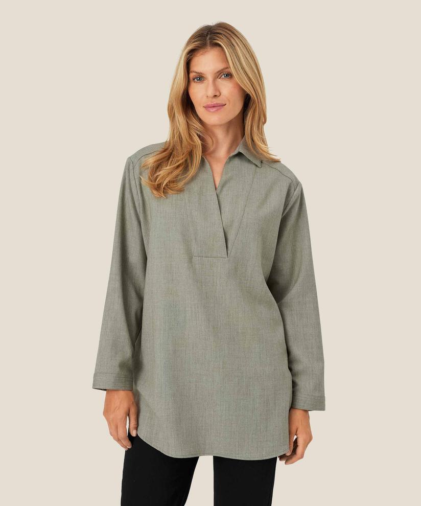 tunique avec col chemise et col v, Vetiver