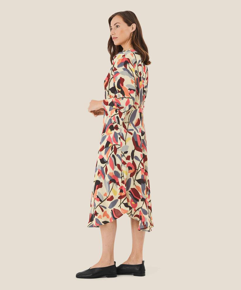 robe en viscose à manches trompette, Calypso Coral