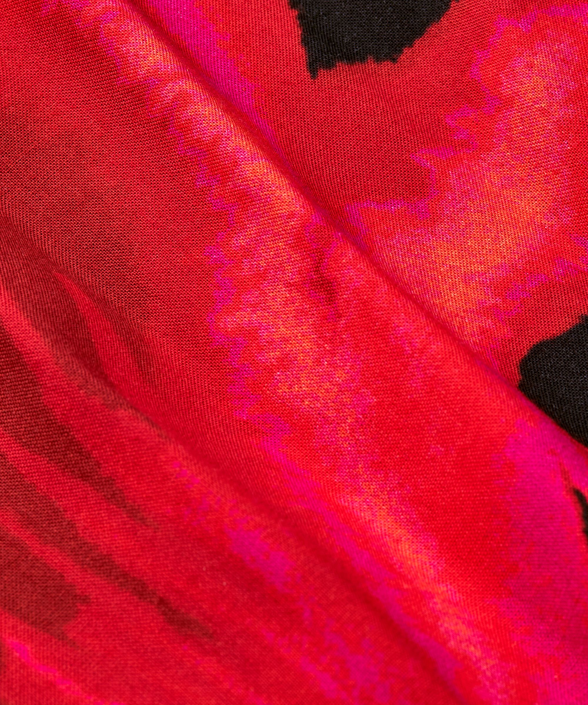 robe en viscose avec motif floral peint à la main, Haute Red