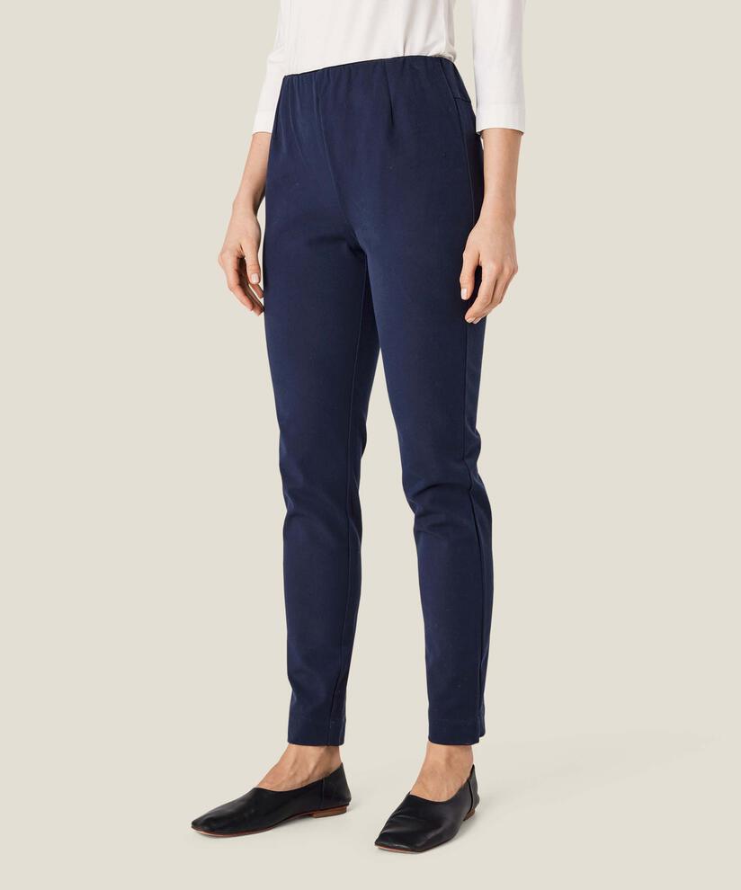 pantalon près du corps en coton stretch et taille élastique, Navy
