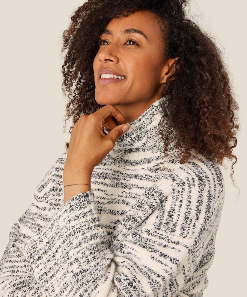 pull en maille à col montant et bords côtelés, Black