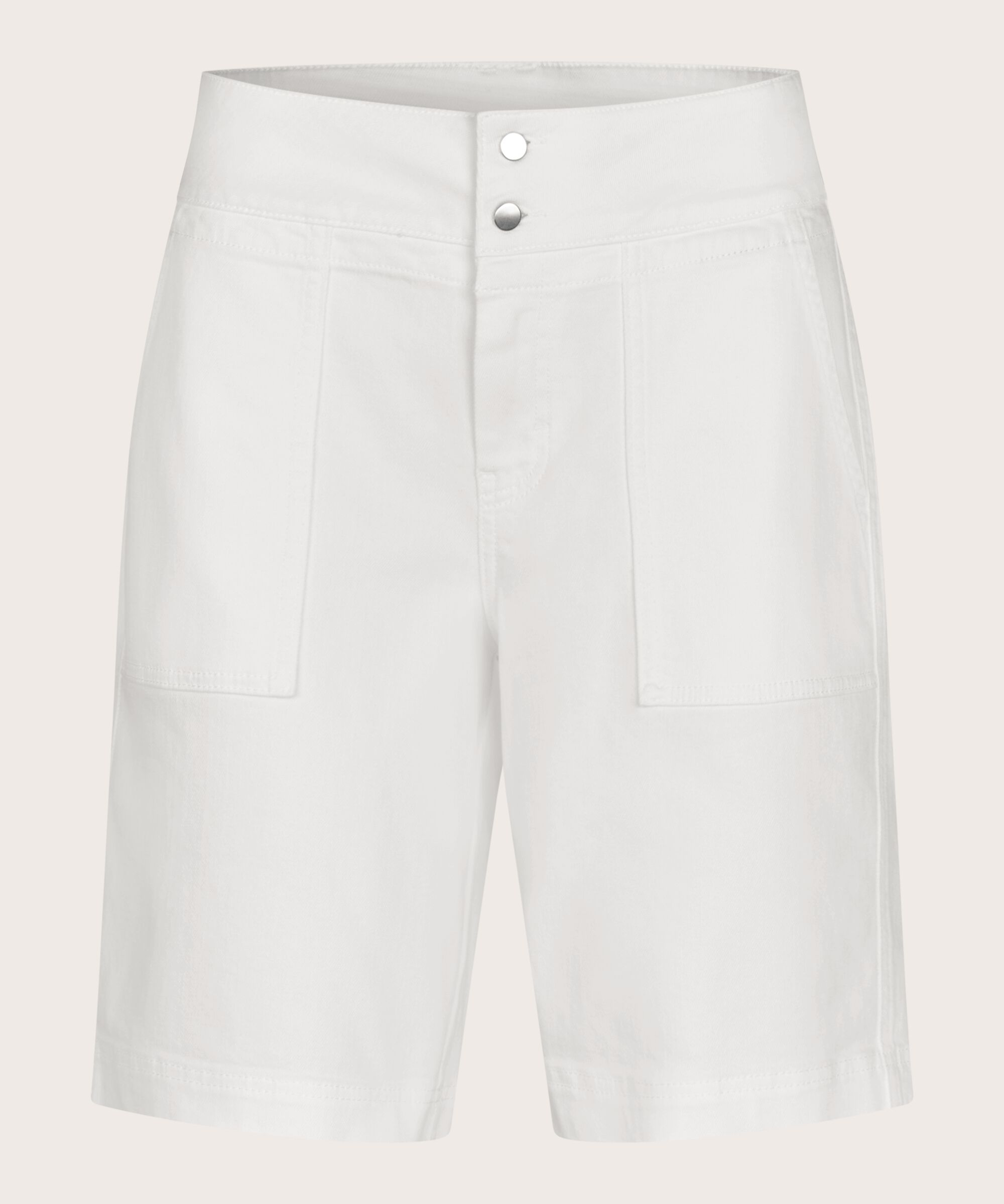 short en jean avec poches décoratives et boutons-pression, White