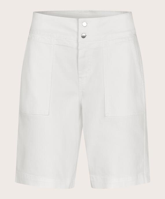 short en jean avec poches décoratives et boutons-pression, White