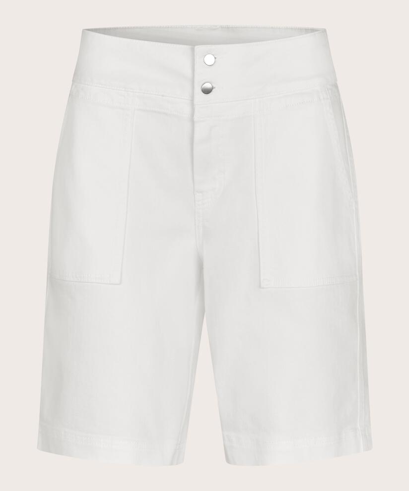 short en jean avec poches décoratives et boutons-pression, White