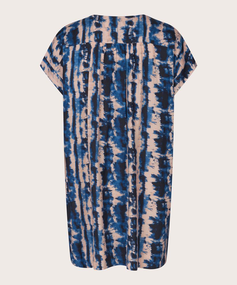 tunique en viscose imprimée avec drapés au dos, Navy Peony