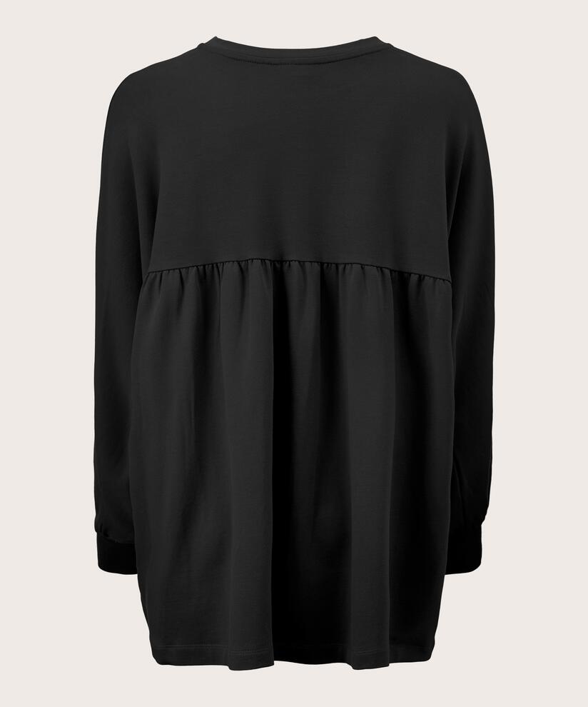 top en jersey doux à manches chauve-souris, Black