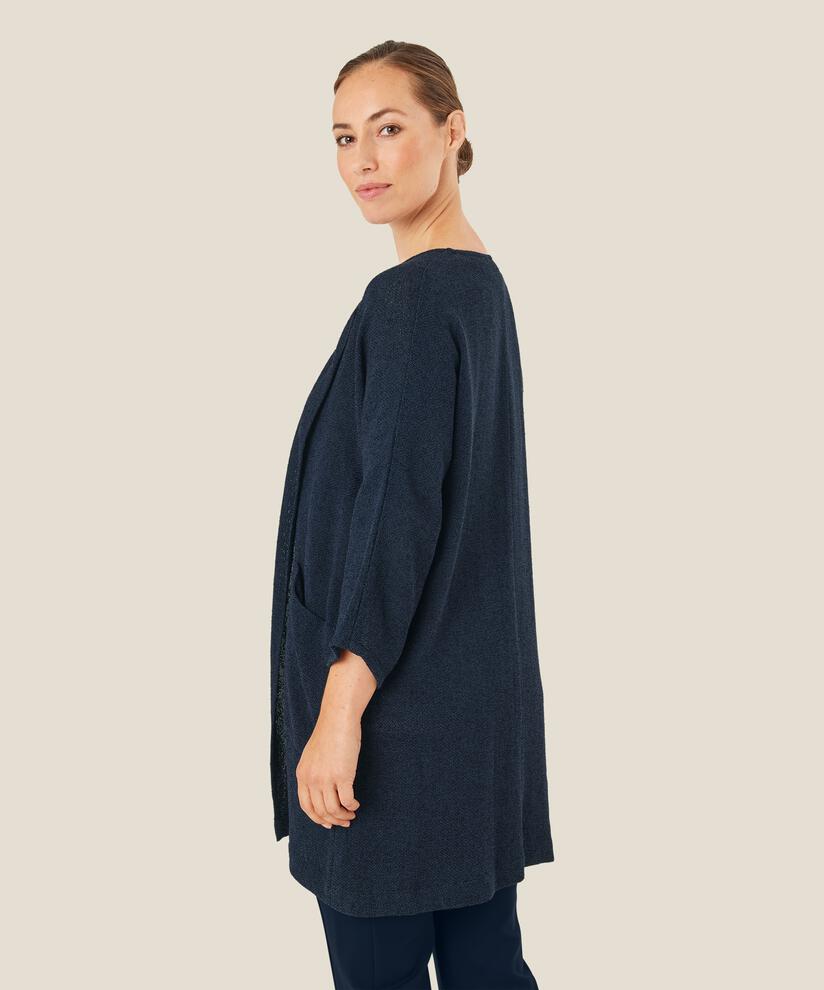 Veste Longue En Bouclé, Navy