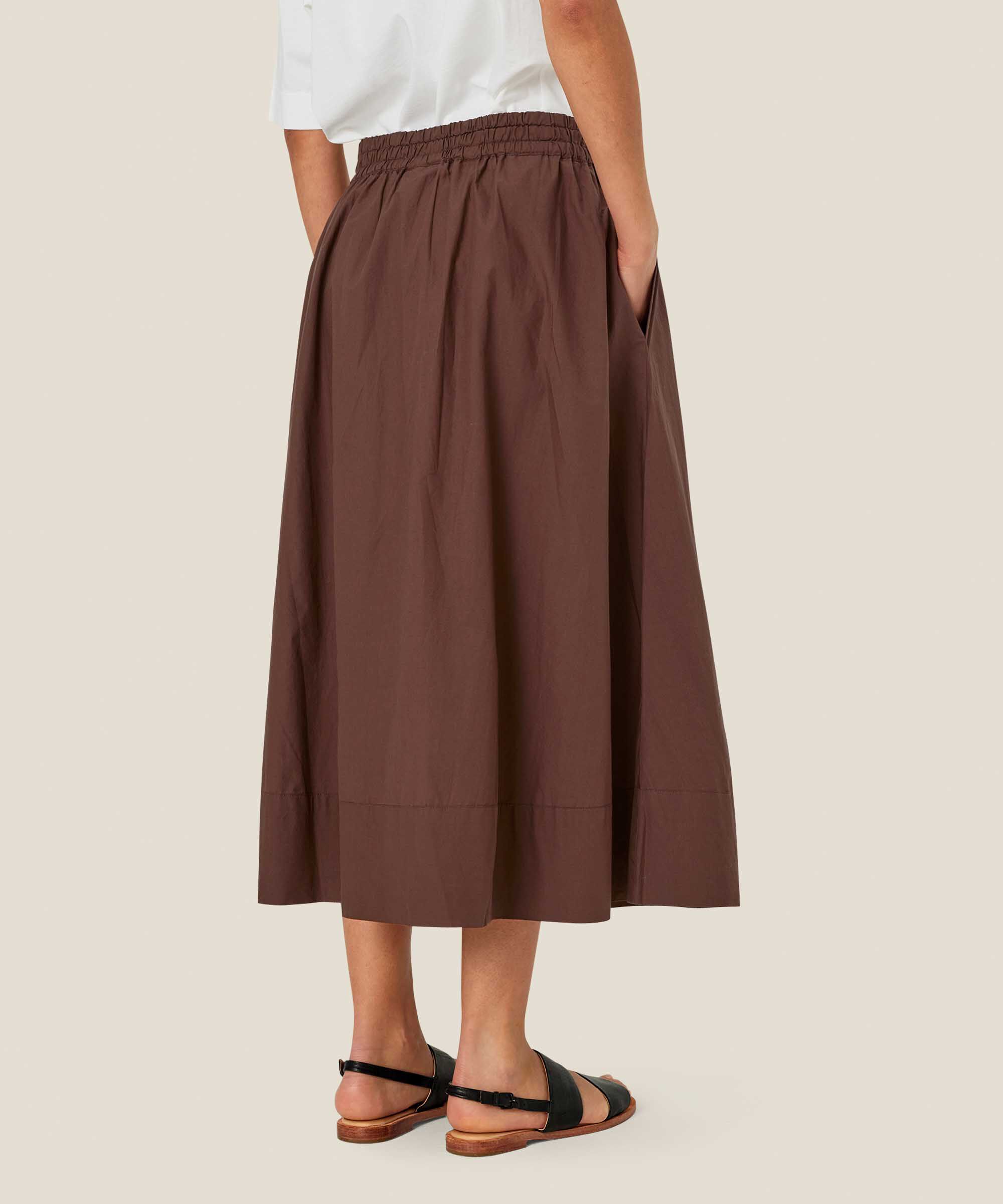jupe en coton avec taille élastique et poches fendues, Chestnut