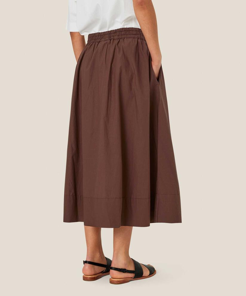 jupe en coton avec taille élastique et poches fendues, Chestnut