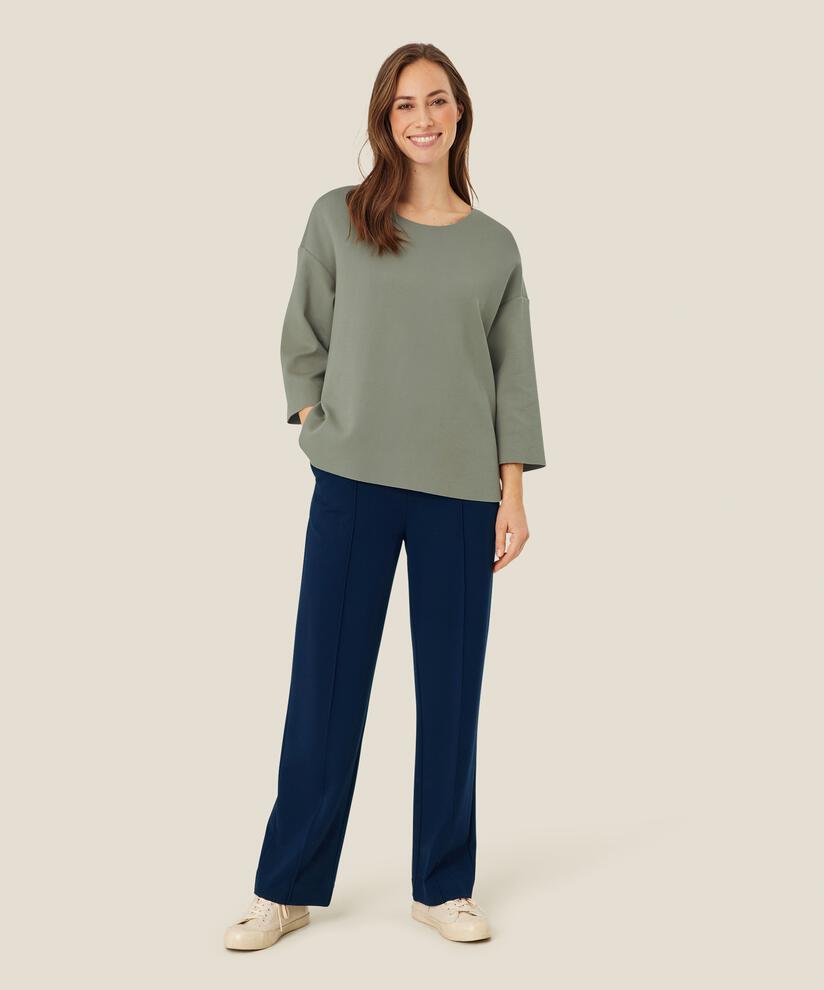 Pantalon En Jersey Avec Plis Cousus, Maritime Blue