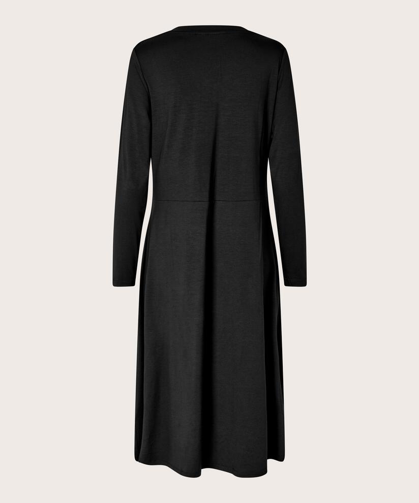 Robe En Jersey À Manches Longues Et Poches Fendues, Black