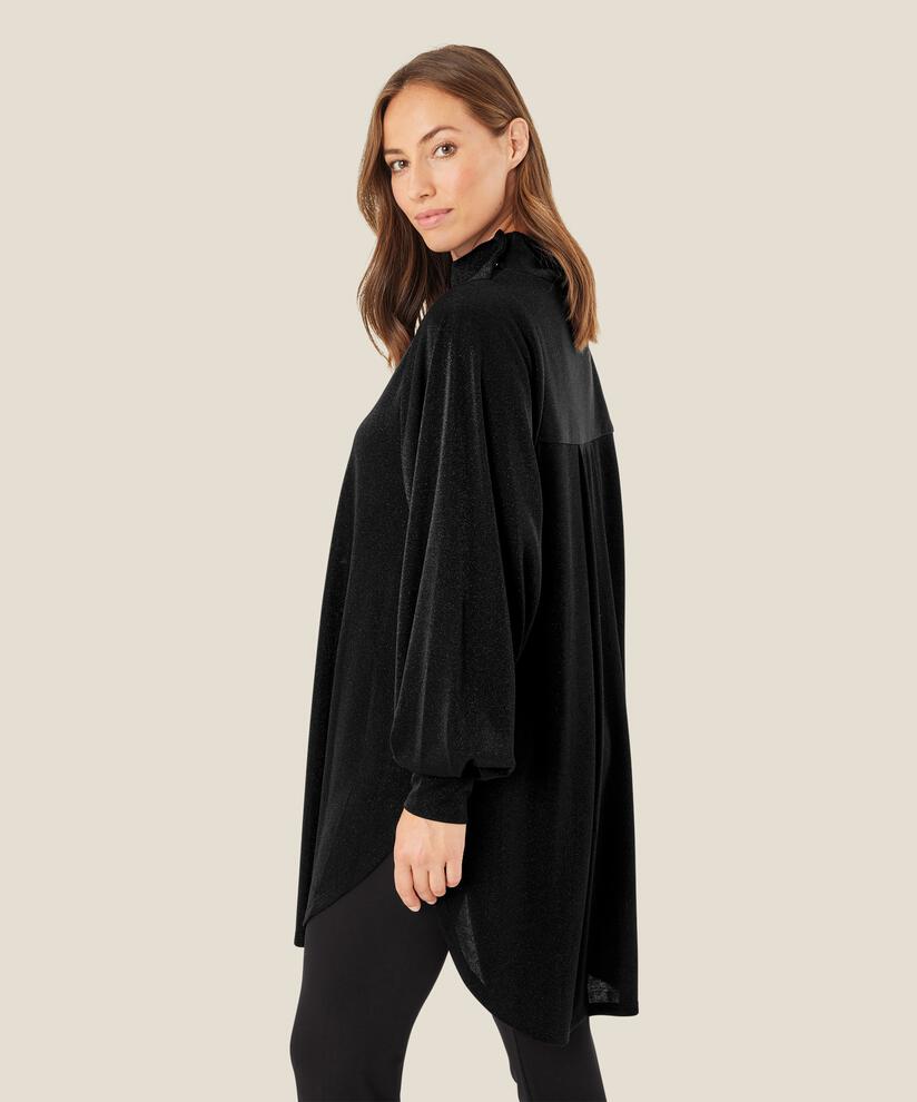 robe en jersey scintillantes à col montant, Black