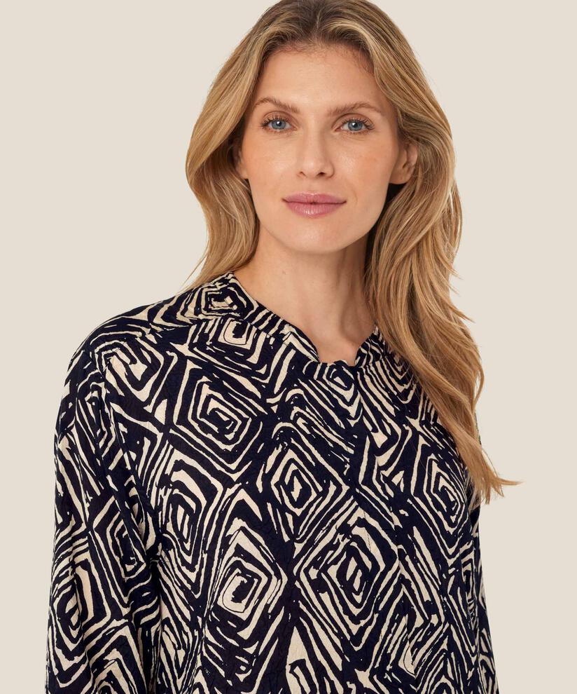 robe chemise imprimée en viscose avec fente latérale, Black