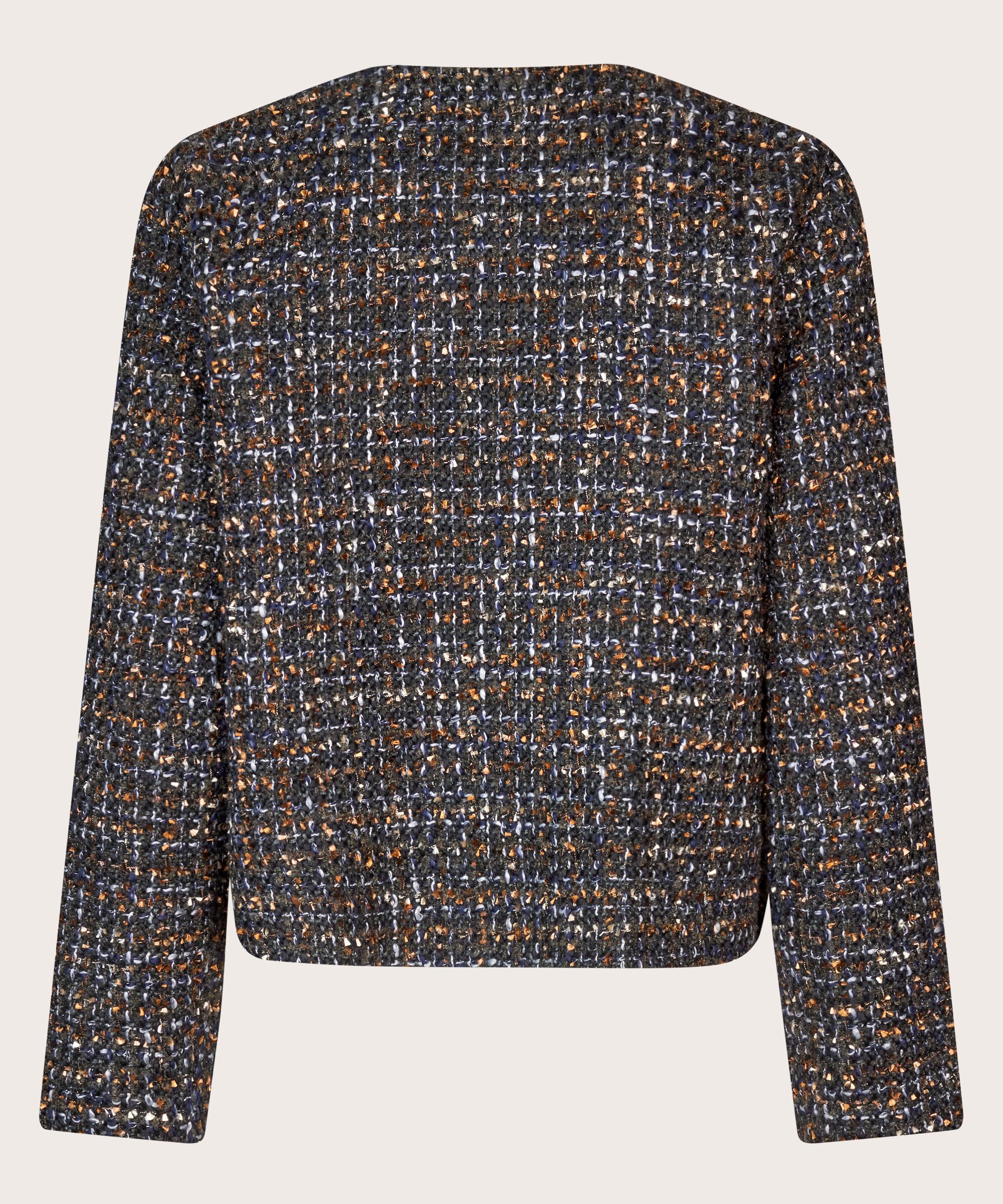 élégante veste bouclée à col rond, Black