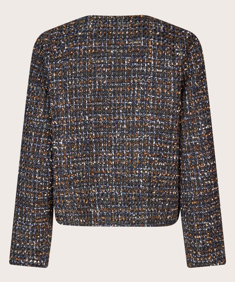 élégante veste bouclée à col rond, Black