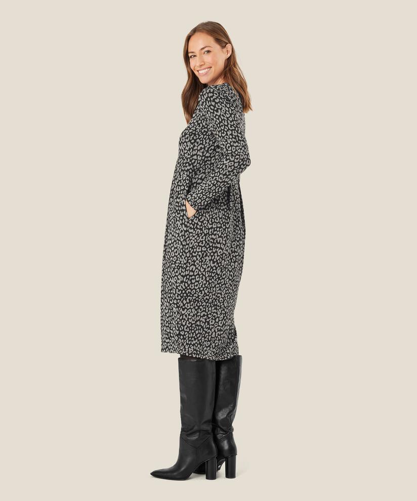 robe tulipe à motifs avec manches longues, Steel Grey