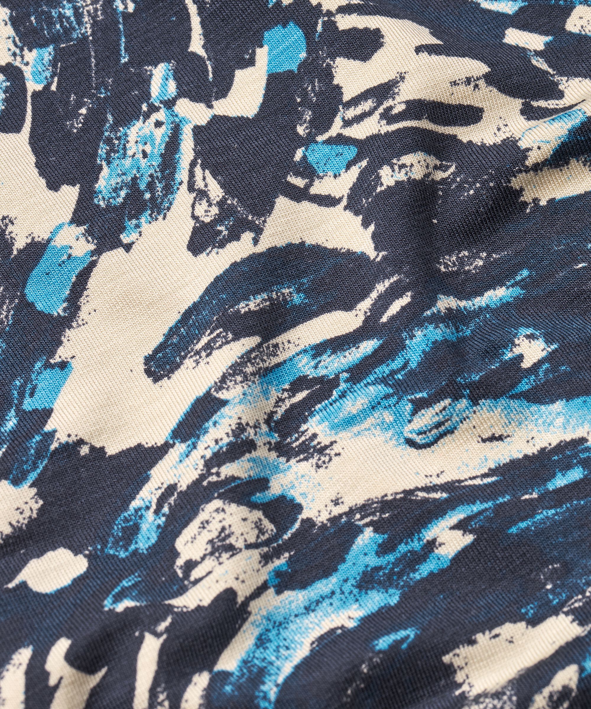 T-shirt Imprimé À Col En V, Cendre Blue