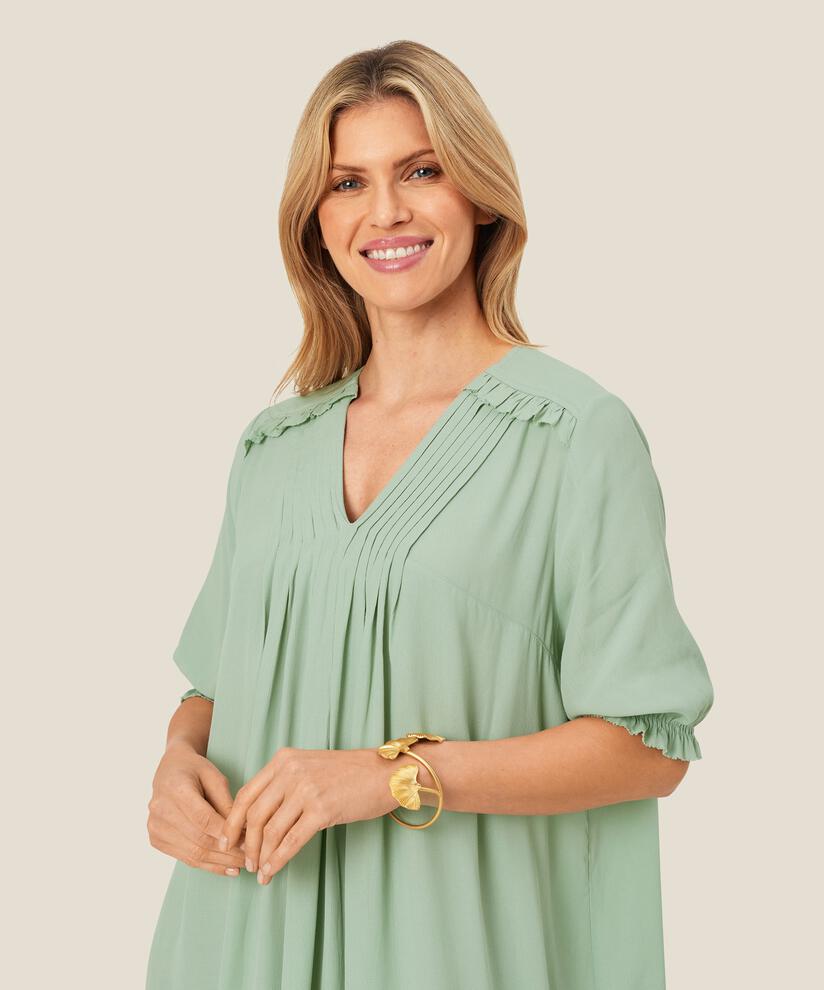 robe féminine en viscose avec plis, Frosty Green