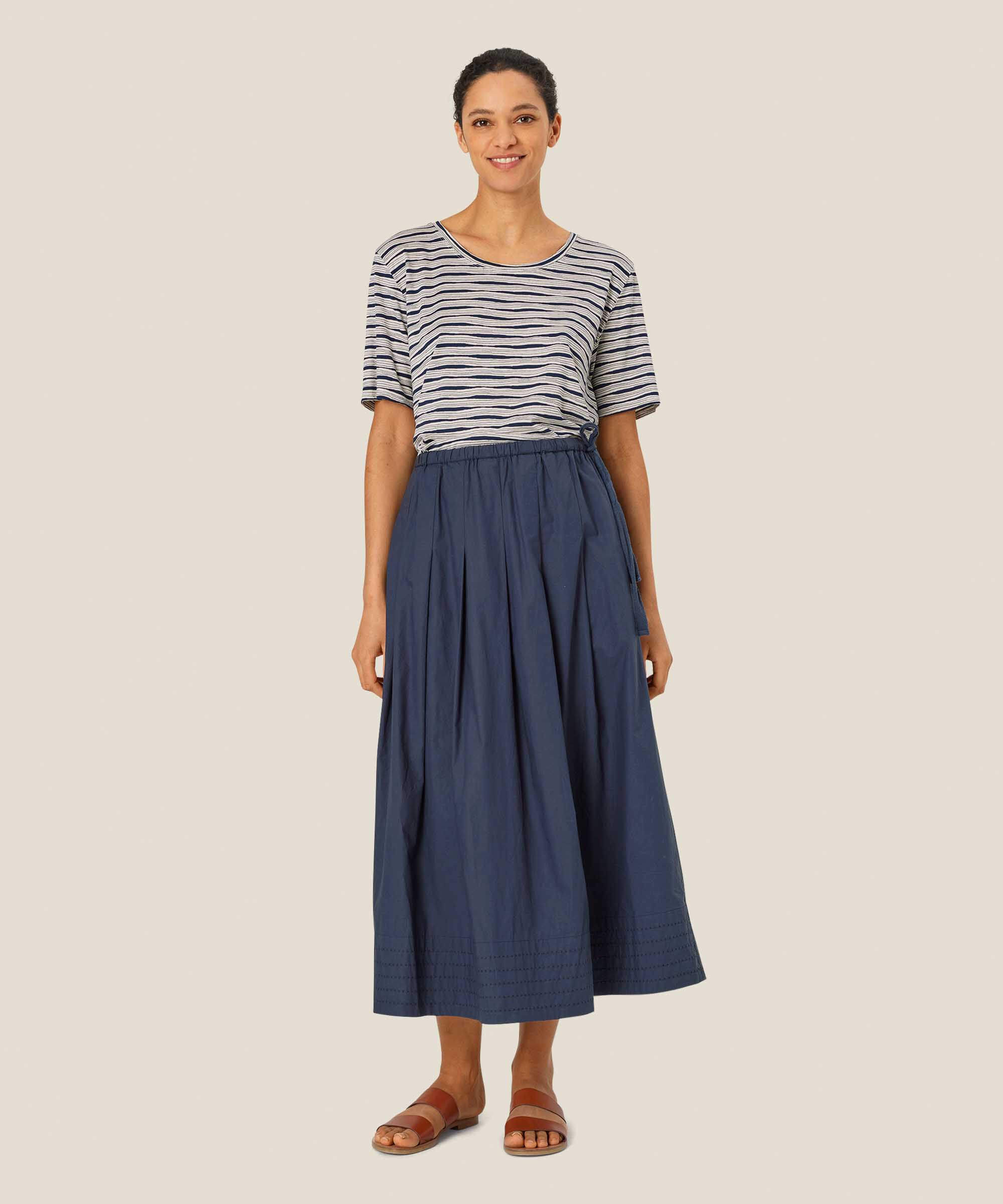 jupe en coton avec taille élastique et poches fendues, Mood Indigo