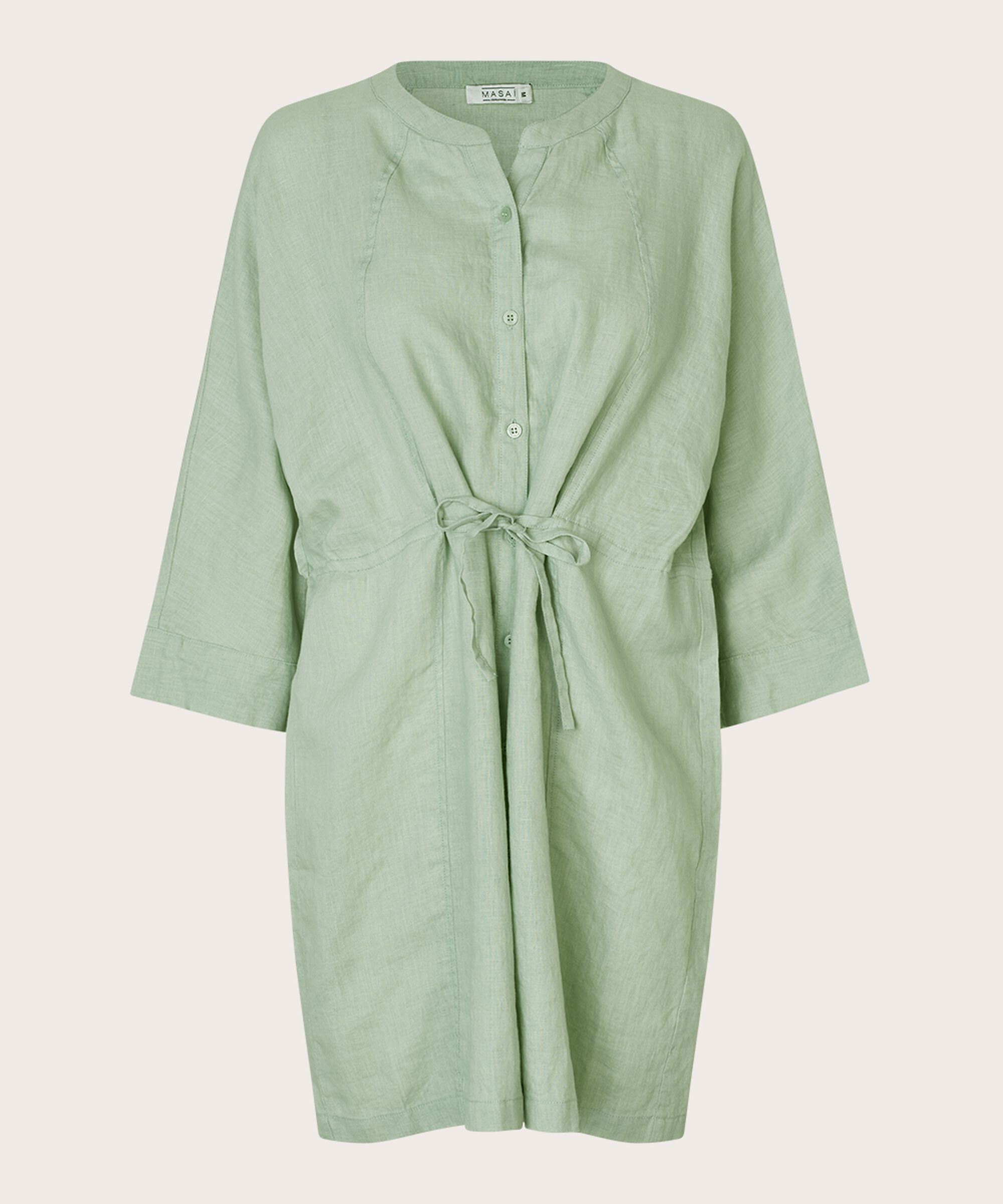 chemise en lin avec taille courante, Frosty Green