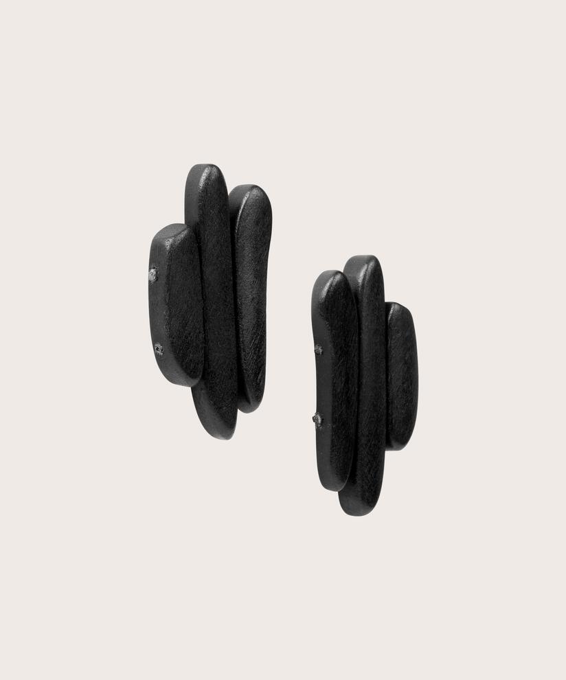 Boucles d'oreilles avec perles en bois noires, Black