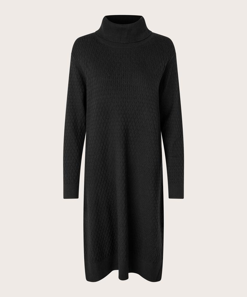 robe en maille avec col roulé et fentes latérales, Black